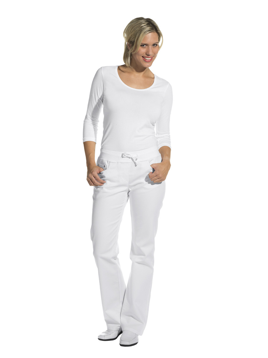 Damenhose Five-Pocket "Classic Style", Kordeltunnelzug; weiß