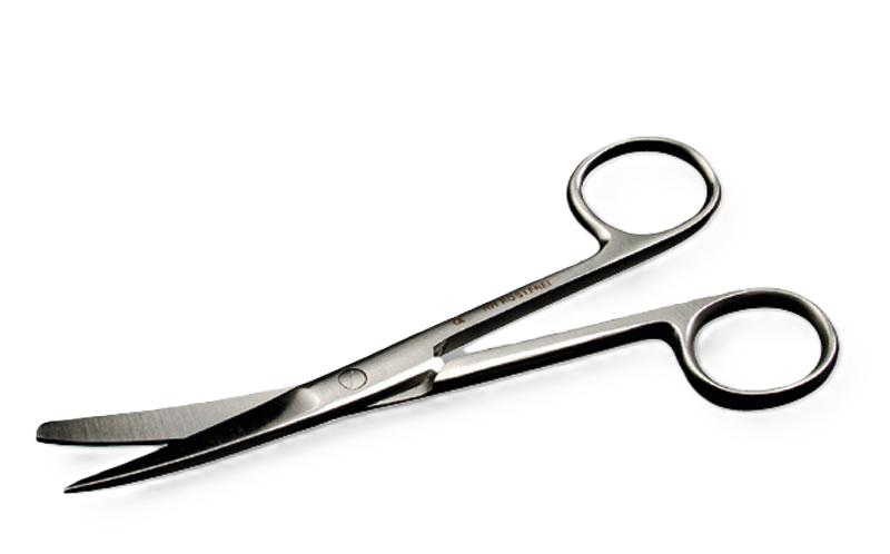 Cooperscheren,aufgebogen  stumpf/spitz, 14,5 cm