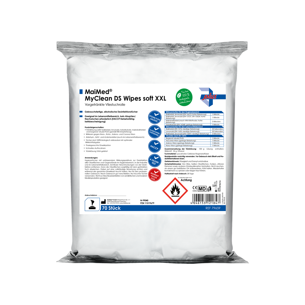 MaiMed® MyClean DS Wipes soft XXL Desinfektionstücher vorgetränkt - 70 Blatt