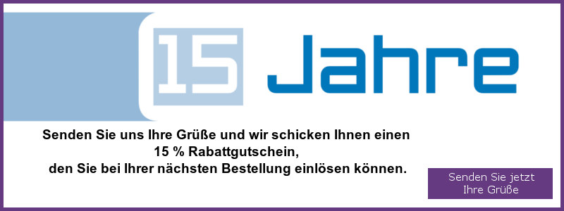 Senden Sie uns Ihre Grüße und wir schicken Ihnen einen 15 % Rabattgutschein, den Sie bei Ihrer nächsten Bestellung einlösen können.